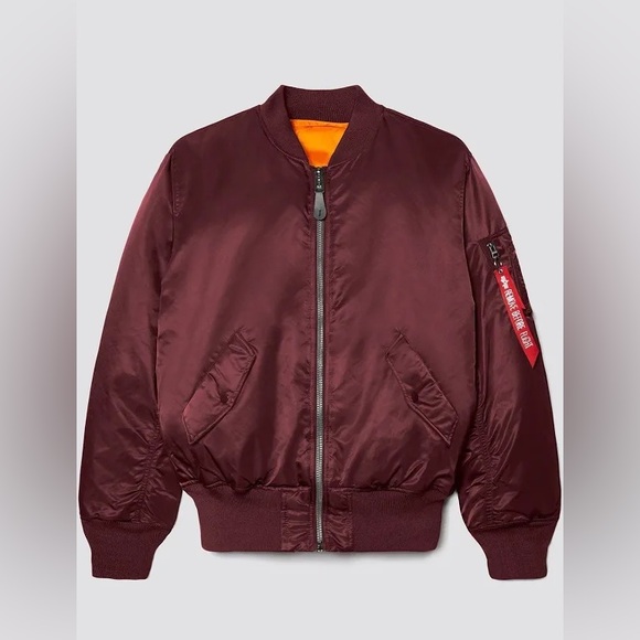 Alpha Industries MA-1 W Bomber Jacket in Maroon - Picture 1 of 4